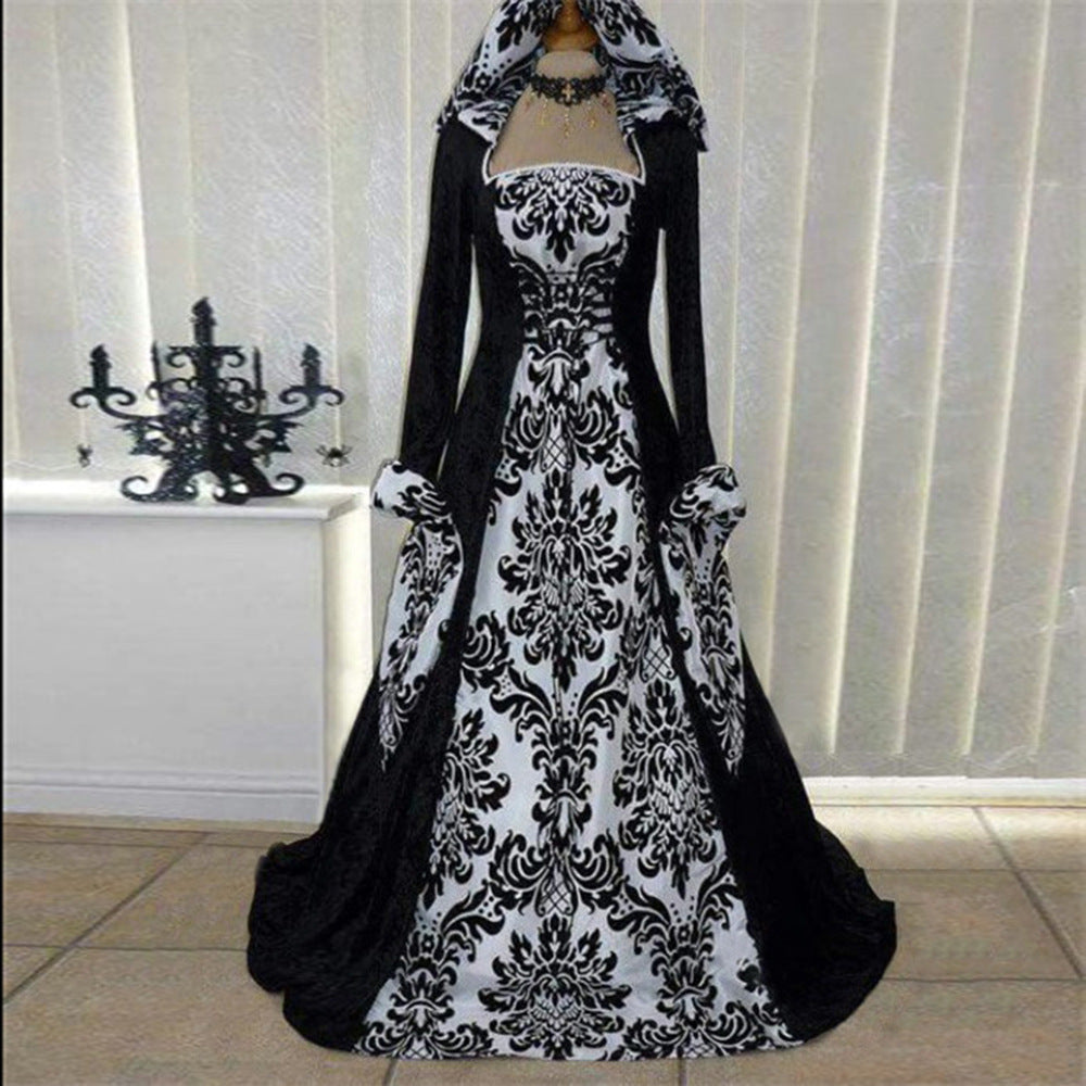 2019 Vintage Style Long Sleeve Hooded Dress
